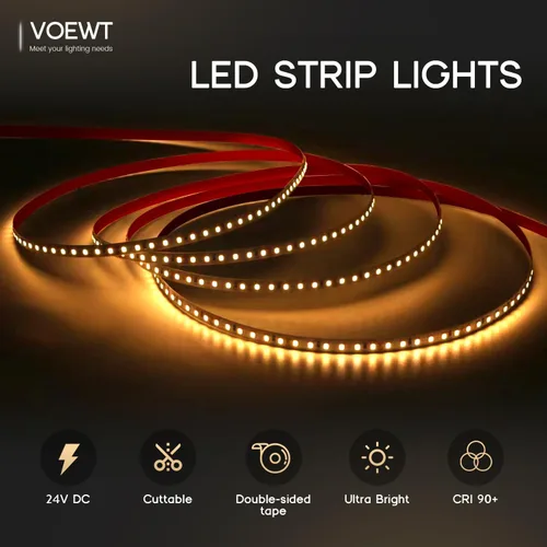 Miniatura 2 de Tira de luces LED de luz diurna blanca de 6000 K, 16.4 pies, 24 V, alto CRI 90Ra+, súper brillante, 600 luces LED de cinta flexible para dormitorio