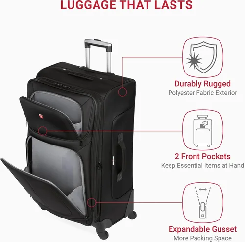 Miniatura 14 de SwissGear - Equipaje suave expandible Sion con ruedas, Negro