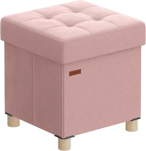 Miniatura 9 de SONGMICS Otomana de almacenamiento, otomana cúbica con patas, 15 x 15 x 15.7 pulgadas, reposapiés, descansapiés, 10 galones (37 L), cuero sintético