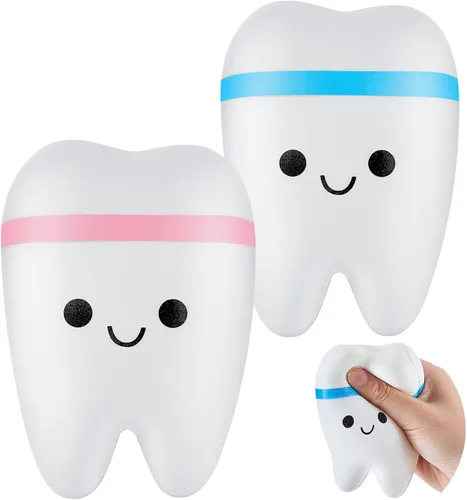 Hungdao 2 piezas de dientes gigantes de elevación lenta de dientes falsos para aliviar la ansiedad, juguetes dentales, asistente dental, regalos