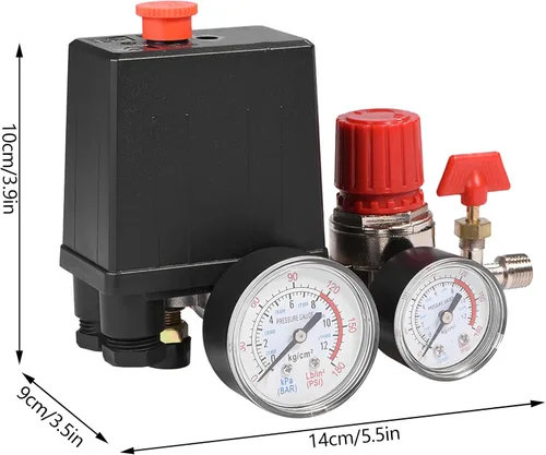 Miniatura 3 de Válvula de control del interruptor de presión del compresor de aire con regulador de manómetros para sistemas de reducción de presión rápida