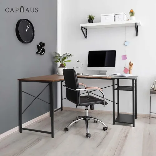 Miniatura 2 de CAPHAUS Escritorio para computadora de 40 pulgadas con estantes de almacenamiento de 2 niveles, para oficina en casa y juegos, escritorio