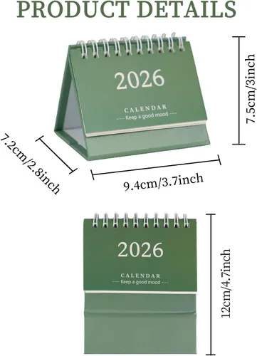 Miniatura 4 de Koqye Calendario de escritorio pequeño 2025-2026, de julio de 2025 a diciembre de 2026, calendario de escritorio pequeño con tapa abatible