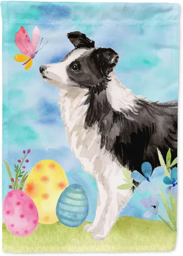 Caroline's Treasures BB9618GF Bandera de jardín de Pascua Border Collie, bandera decorativa para patio exterior, obras de arte de patio, macizos de