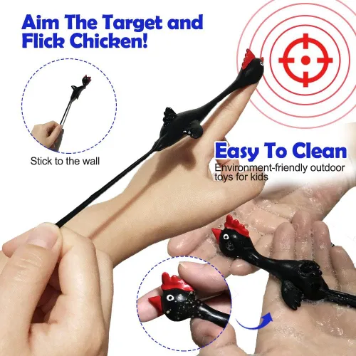 Miniatura 4 de Slingshot Pollo de goma Pollo Flick Pollo Volador Flingers Stress Gag Toys Stress Gag Toys, tirachinas de pollo de goma, divertidos rellenos
