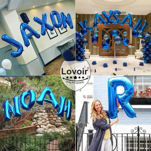 Miniatura 6 de Lovoir Globos azules grandes de 40 pulgadas con letra C de gran tamaño, globo de helio de aluminio de Mylar para decoración de fiesta de cumpleaños