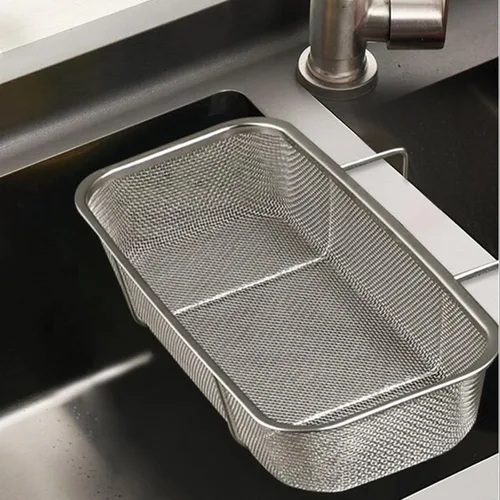 Cesta de drenaje de fregadero de acero inoxidable, colador de esquina para fregadero de cocina, cesta de drenaje colador para filtro de residuos de