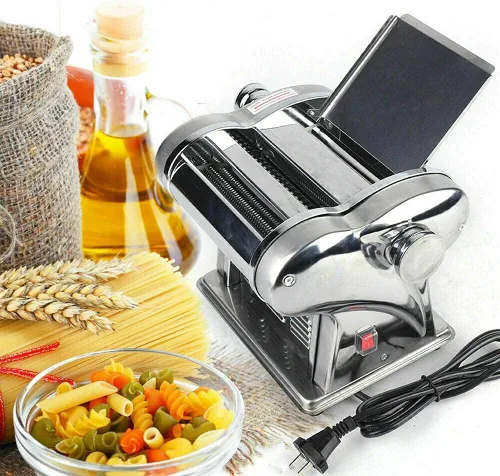 Máquina de pasta eléctrica de 110 V Fideos automáticos Masa de bola de masa Fabricante de piel de dos cuchillos Prensado de acero inoxidable