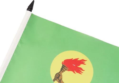 Miniatura 298 de AZ FLAG Sierra Leone Bandera de mesa 5'' x 8'' - Bandera de escritorio de Sierra Leona 21 x 14 cm - Bastón y base de plástico negro