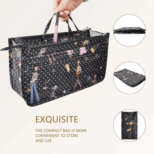 Miniatura 15 de Bolso de mano estilo cartera de Vercord para mujer con organizador incorporado, estampado bien definido, con manijas y cremallera, tamaño 2