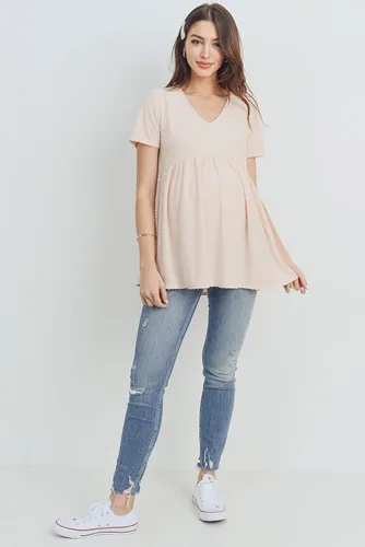 Miniatura 2 de LaClef Top de maternidad plisado frontal con cuello en V para mujer