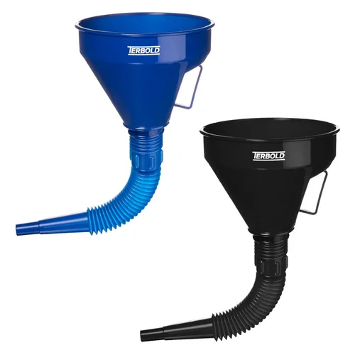 Miniatura 12 de Embudo flexible automotriz con manguera Embudo de aceite flexible de boca ancha para uso automotriz – gas, líquido de transmisión, combustible Azul