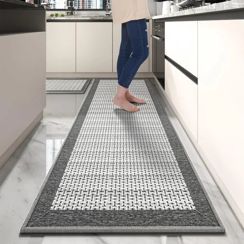 Miniatura 9 de PADOOR Juego de 2 alfombras de cocina antideslizantes, extra grandes de 2.5 x 6 pies + 20 x 32 pulgadas, para suelo de cocina, antideslizante