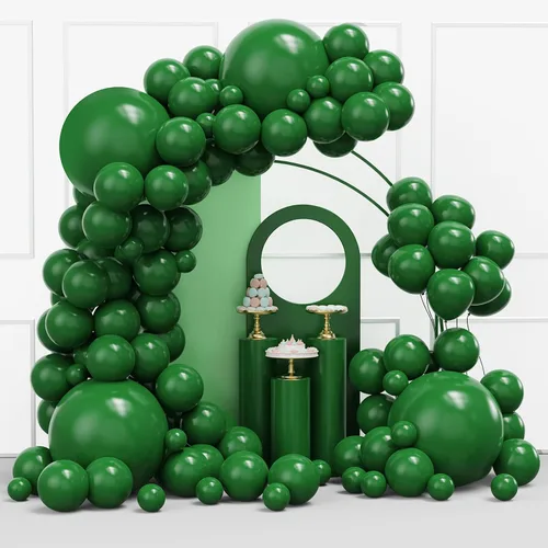 Kit de arco de guirnalda de globos verdes, 114 globos de látex verde oscuro con diferentes tamaños para cumpleaños, graduación, Navidad, día de San