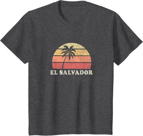 Miniatura 33 de El Salvador Vintage 70s Retro Throwback Design Camiseta, Azul
