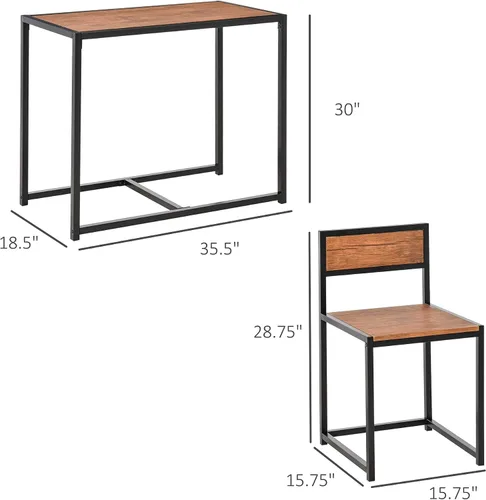Miniatura 7 de HOMCOM Juego de mesa de comedor pequeña para 2, juego de mesa y sillas de cocina, juegos de comedor compactos para espacios pequeños, color marrón