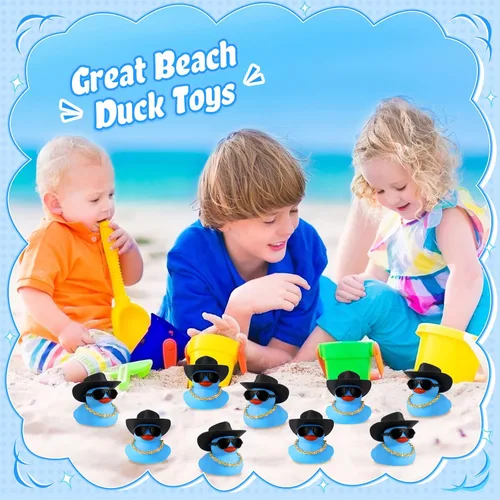 Miniatura 5 de Sotiff Juego de 48 juegos de patos chirriantes de goma para fiesta de automóvil, decoración de tablero con minicelle, sombrero y gafas de sol