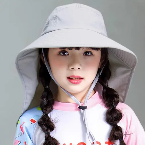 Miniatura 8 de Muryobao Kids Girls Boys Summer Sun Hat UV Protection UPF50+ Hats Mesh Bucket Cap for Beach Fishing with Neck Flap