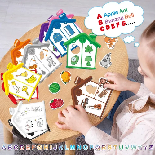 Miniatura 3 de Torlam Juguetes magnéticos de clasificación de color, juegos del alfabeto, aprendizaje de letras ABC, forma de color, a juego, imanes de nevera