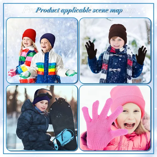 Miniatura 3 de Handepo Juego de 30 gorros y guantes de invierno para niños, gorro de punto a granel, guantes de punto, unisex, para clima frío, para regalo