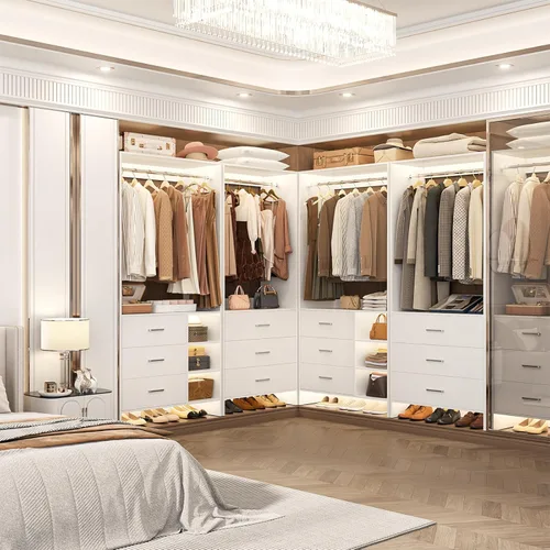 Miniatura 5 de Sistema de Almacenamiento Montado Aheaplus con 6 Cajones, Sistema de Organizador de Closet de 1.37m de Madera, para Closets de Entrada o Closets