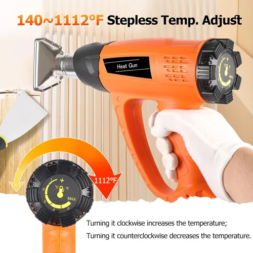 Miniatura 3 de Pistola de calor de 1800 W para bricolaje, artesanos y reparación de productos electrónicos, temperatura variable de 140 °F a 1112 °F, calor rápido