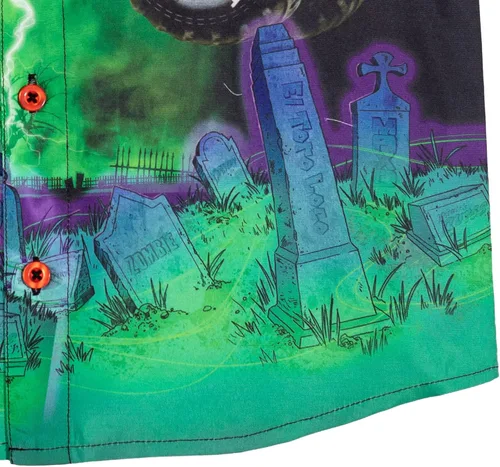 Miniatura 7 de Monster Jam Trucks Grave Digger - Camisa hawaiana de manga corta con botones para niños