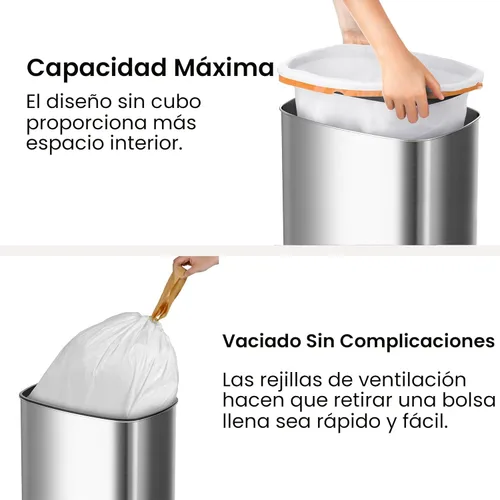 Miniatura 5 de iTouchless - Cubo de basura con sensor de 91 l / 24 galones 2.0 para cocina con tapa, recipiente de reciclaje automático sin contacto de acero Plata