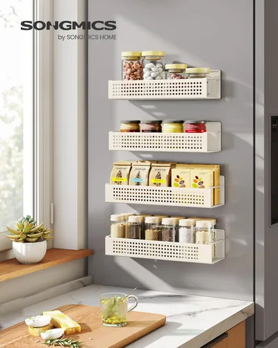 Miniatura 2 de SONGMICS Estante magnético fuerte para especias para refrigerador, juego de 4, 2 estantes magnéticos Kichen grandes y 2 pequeños para microondas