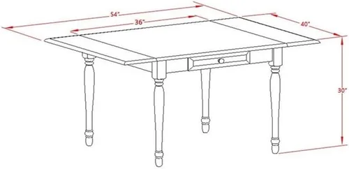 Miniatura 5 de East West Furniture MZAV3-BCH-W - Juego de comedor de 3 piezas para espacios pequeños que contiene una mesa de comedor rectangular con gotas y 2
