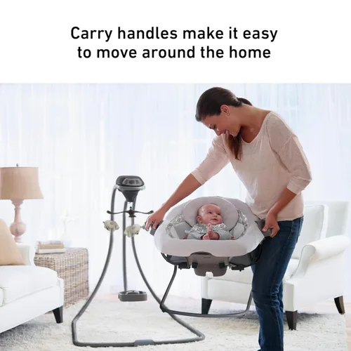 Miniatura 4 de Graco DuetConnect® LX Portabebé Colgante y Balancín, Asiento Balancín Multi-Dirección para Bebé, Varias Velocidades de Cierre, Redmond Rojo (Redmond)