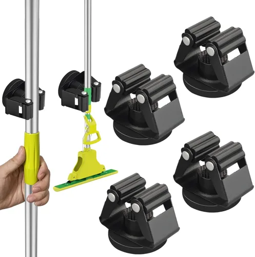 Miniatura 8 de ULIBERMAGNET Soporte Magnético para Trapeador y Escoba, Soporte Magnético de Servicio Pesado Móvil para Escobas, Colgador Antideslizante Montado