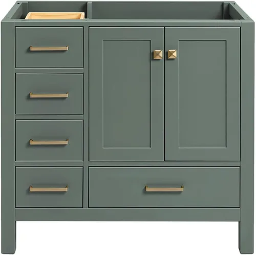 Miniatura 50 de ARIEL Cambridge - Mueble base de tocador de baño de 36 pulgadas, madera maciza, 2 puertas de cierre suave, 5 cajones de cola de milano