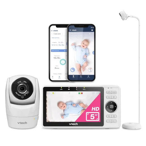 Miniatura 15 de VTech Monitor de bebé WiFi inteligente de 2 cámaras con cámara FHD de 1080p y pantalla IPS HD de 5", aplicación gratuita con video de detección