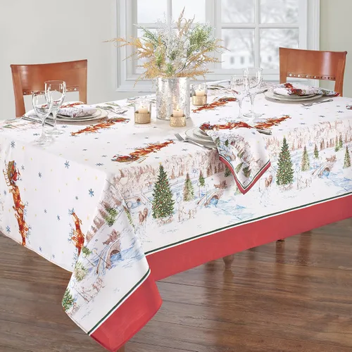 Miniatura 12 de Elrene Home Fashions Manteles Individuales de Tela Santa Snowy Sleighride, Decoración de Mesa de Navidad, 13" An x 19" L, Juego de 4
