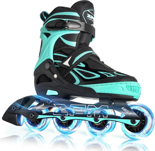 2PM SPORTS Vinal - Patines en línea ajustables intermitentes para niñas, todas las ruedas se iluminan, divertidos patines iluminadores para niños,