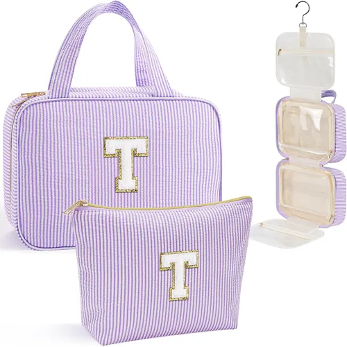 Miniatura 23 de YOOLIFE Regalos de cumpleaños para mujeres adolescentes, neceser colgante con inicial para mujeres, adolescentes y niñas, bolsa de aseo de viaje