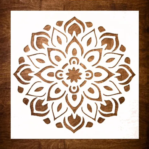 Miniatura 5 de DLY LIFESTYLE 2 plantillas de mandala para pintar en madera, lienzo, papel, tela, paredes y muebles, plantilla de flores, 6 x 6 pulgadas, plantillas