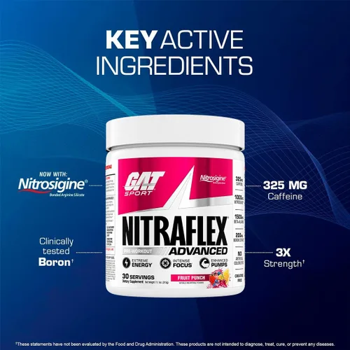 Miniatura 5 de GAT SPORT Nitraflex Advanced - Polvo para antes del entrenamiento, aumenta el flujo sanguíneo, aumenta la fuerza y la energía, mejora el rendimiento