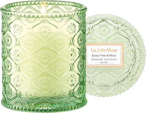 Miniatura 7 de LA JOLIE MUSE - Vela perfumada de Santal Rose – Azafrán, Rosa y Cuero 6 onzas de cera de soja natural 40 horas de combustión limpia Lista