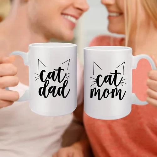Miniatura 6 de Canopy Street Taza de cerámica blanca de 15 onzas con temática de gato para mamá, adorable diseño de orejas de bigote de gato, taza de café
