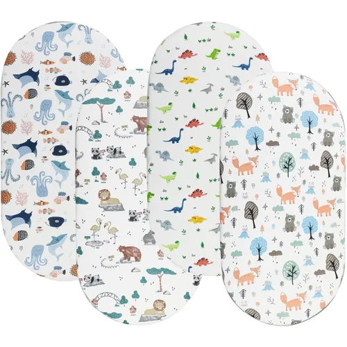 Miniatura 10 de Onacosht Sábanas de moisés para bebé, niño y niña, sábana bajera elástica transpirable universal para moisés, cuna de reloj de arena, almohadilla