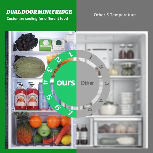Miniatura 4 de DEMULELR - Refrigerador pequeño de 3.9 pies cúbicos con congelador, refrigerador de dos puertas con cajón para verduras y espacio extra