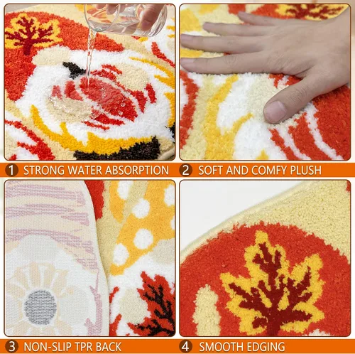 Miniatura 6 de Hexagram Fall Bathroom Rugs, Fall Rug for Bathroom Decor, Gnome Decorations, Soft Non Slip Washable Bath Mat 16x27.5 Inches, Pumpkin Farmhouse