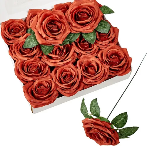 Miniatura 10 de Rosas artificiales, rosas artificiales, rosas artificiales de seda con tallos para ramos de boda, mesas de fiesta, centros de mesa, arreglos Negro