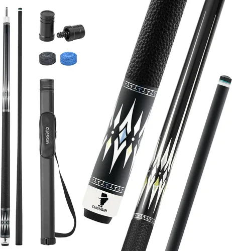 Miniatura 10 de Taco de billar de fibra de carbono con estuche, 2 piezas de 58 pulgadas, taco profesional de baja deflexión para billar, eje de fibra de carbono Pro