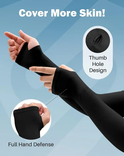 Miniatura 25 de Mangas para brazo, para hombres o mujeres. Para calentar o refrescar. Guantes de Compresión con factor de protección de los rayos ultravioleta UPF
