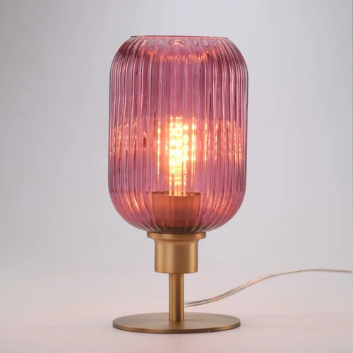 Miniatura 14 de Lámpara de mesa de cristal de mediados de siglo,Lámpara de escritorio regulable,Bombilla LED incluida,Cambio de color RGB remoto,Vidrio acanalado