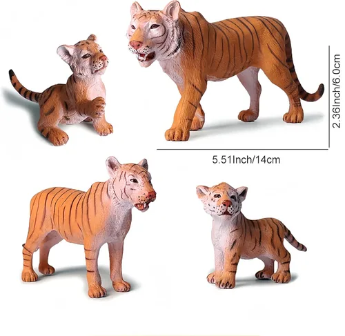 Miniatura 9 de Gemini&Genius Juego de figuras familiares de Tigres, juego de animales, modelos educativos de vida silvestre, adornos para pasteles y regalo