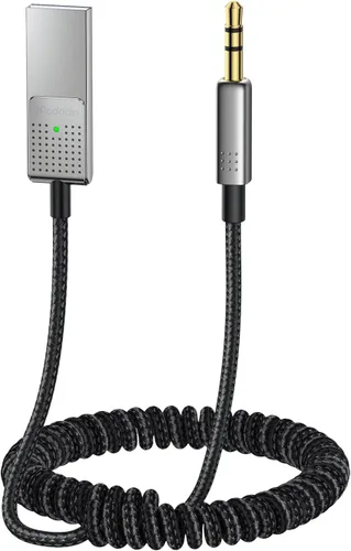 Mcdodo Adaptador Bluetooth auxiliar 5.3 con micrófono incorporado calidad de CD Transmisión 10M Receptor Bluetooth USB 2.0 a 0.138 in Kit de coche
